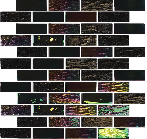 Nautical Laguna Black 1x3 Glass Mosaic Tile