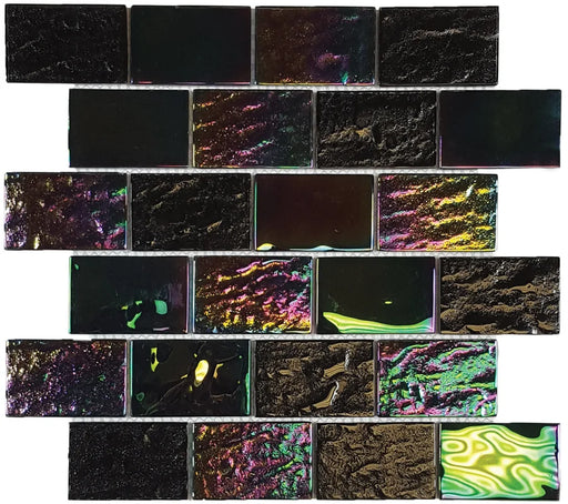 Nautical Laguna Black 1x3 Glass Mosaic Tile