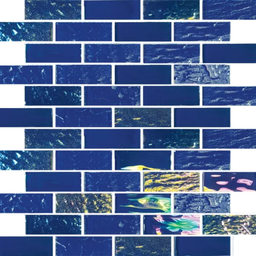 Nautical Naval Blue 23 2x3 Glass Mosaic Tile