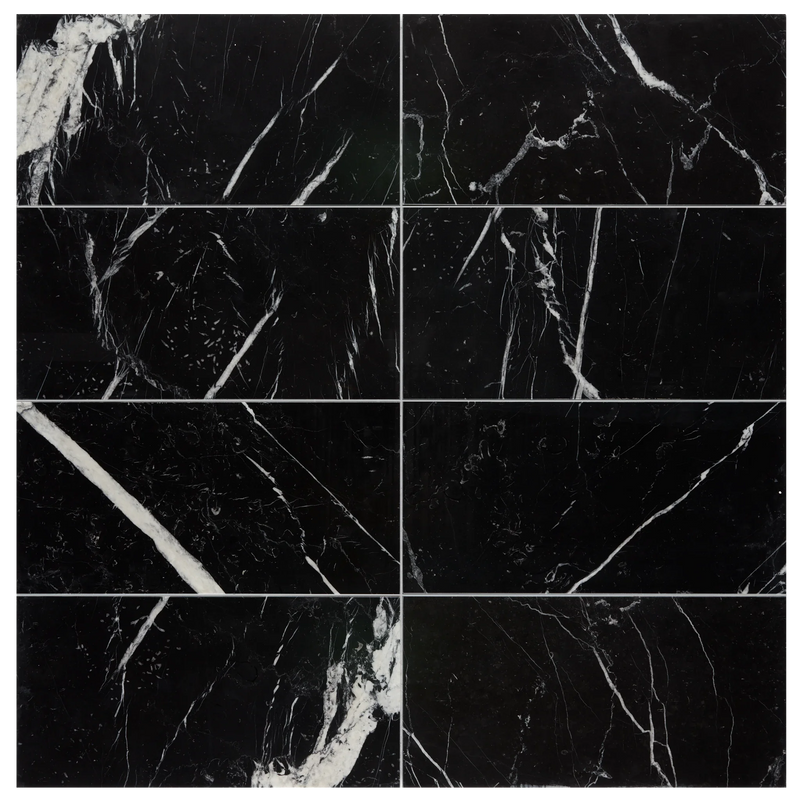 Negro Marquina 12x24 Polished Marble Tile