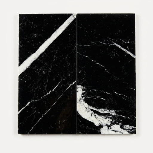 Negro Marquina 12x24 Polished Marble Tile close-up