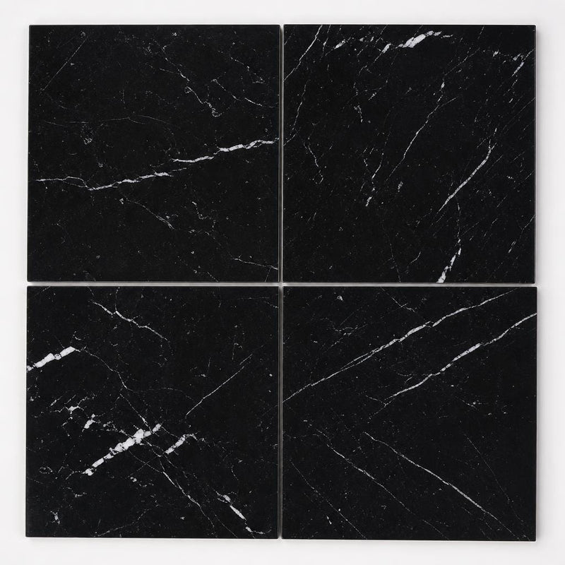 Negro Marquina 18x18 Honed Marble Tile close-up