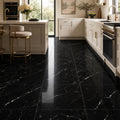 Negro Marquina 18x18 Honed Marble Tile — Kitchen floor