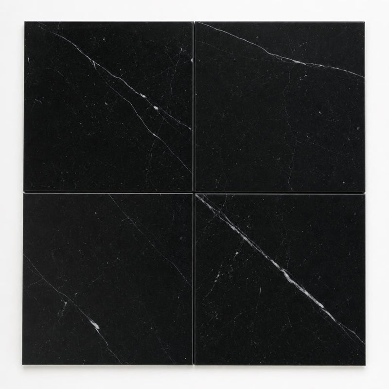 Negro Marquina 18x18 Polished Marble Tile close-up