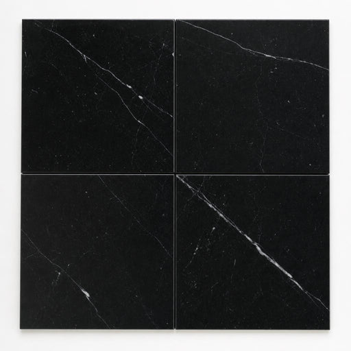 Negro Marquina 18x18 Polished Marble Tile close-up