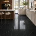 Negro Marquina 18x18 Polished Marble Tile — Kitchen floor