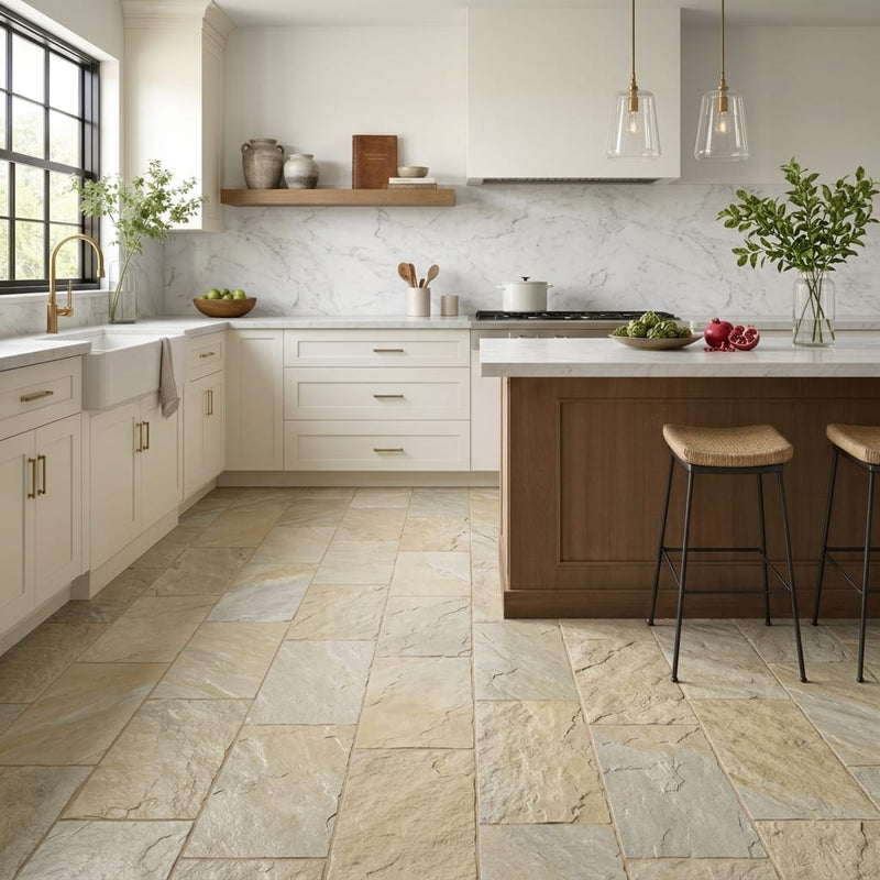 Nepal Golden Sand Quartzite Natural 10 x 24 x 2 Quartzite Wall Cap Cap 12x24 tile — Kitchen floor