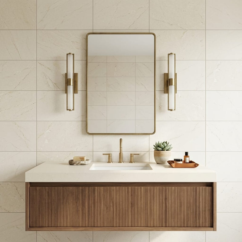 Nepal Golden Sand Quartzite Natural 16 x 24 x 2 Quartzite Wall Cap Cap 16x24 tile — Bathroom vanity wall