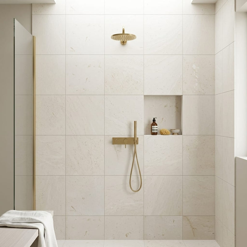 Nepal Golden Sand Quartzite Natural 24 x 24 x 2 Quartzite Column Cap Cap 24x24 tile — Bathroom shower wall