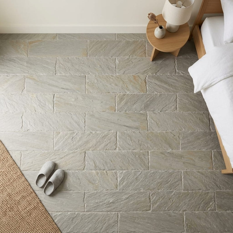 Nepal Golden Sand Quartzite Natural 8 x 24 x 2 Quartzite Wall Cap Cap 8x24 tile — Bedroom floor