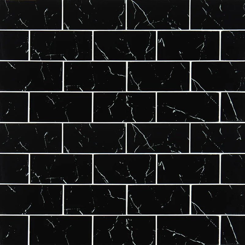 Nero Marquina 3x6 Glass Tile