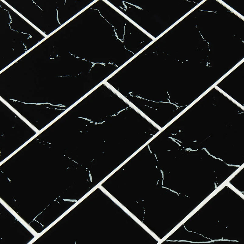 Nero Marquina 3x6 Glass Tile