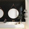 Nero Marquina (Black) Marble 1x1 Honed Mosaic — Bathroom shower wall