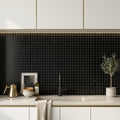 Nero Marquina (Black) Marble 1x1 Honed Mosaic — Kitchen backsplash