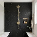 Nero Marquina (Black) Marble 1x2 Honed Herringbone Mosaic — Bathroom shower wall
