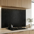Nero Marquina (Black) Marble 1x3 Honed Herringbone Mosaic — Kitchen backsplash
