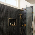 Nero Marquina (Black) Marble 1x4 Honed Herringbone Mosaic — Bathroom shower wall