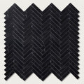 Nero Marquina (Black) Marble 1x4 Honed Herringbone Mosaic close-up