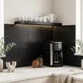 Nero Marquina (Black) Marble 1x4 Honed Herringbone Mosaic — Kitchen backsplash