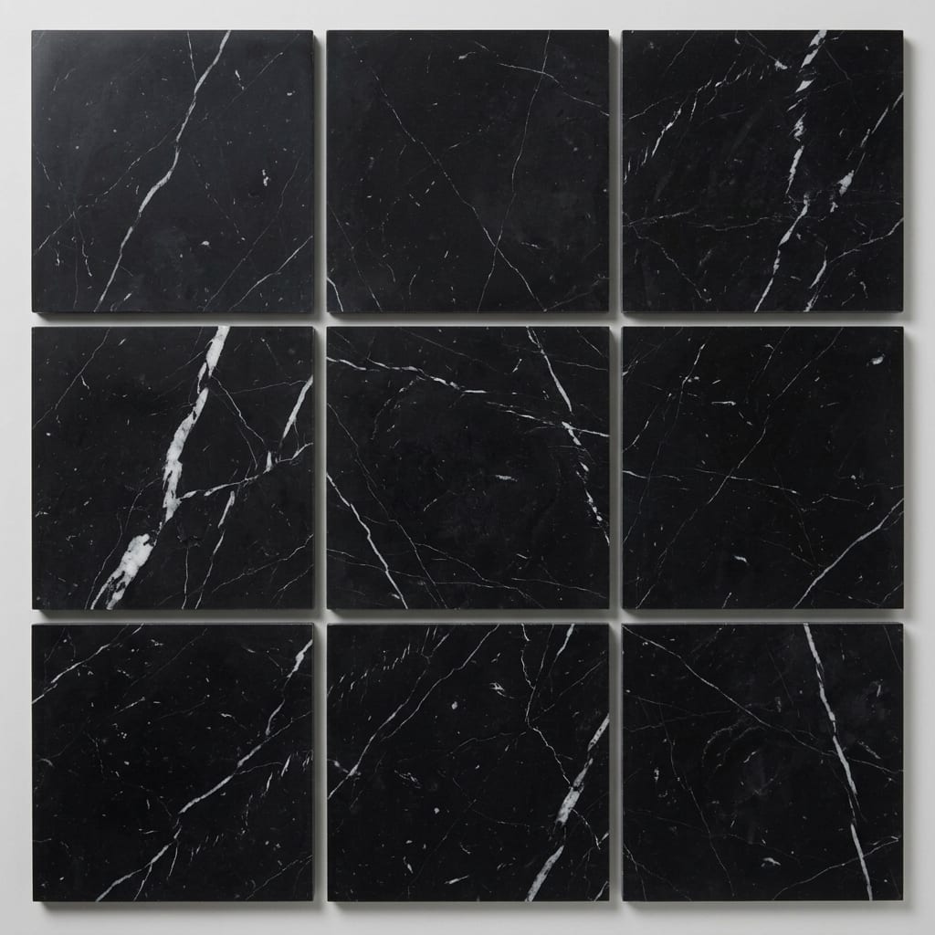 Nero Marquina (Black) Marble 12x12 Honed Tile