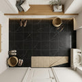 Nero Marquina (Black) Marble 12x12 Honed Tile — Mudroom floor