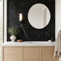 Nero Marquina (Black) Marble 12x24 Honed Tile — Bathroom vanity wall