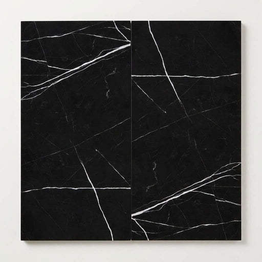 Nero Marquina (Black) Marble 12x24 Honed Tile close-up
