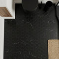 Nero Marquina (Black) Marble 2x2 Honed Hexagon Mosaic — Powder Room floor
