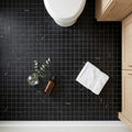 Nero Marquina (Black) Marble 2x2 Honed Mosaic — Bathroom floor