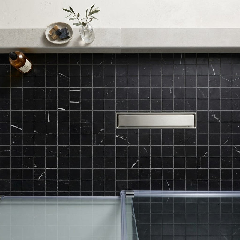 Nero Marquina (Black) Marble 2x2 Honed Mosaic — Bathroom shower floor
