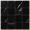 Nero Marquina (Black) Marble 2x2 Honed Mosaic close-up