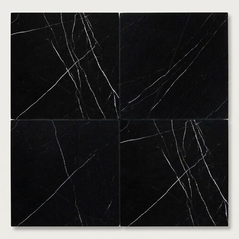 Nero Marquina (Black) Marble 24x24 Honed Tile close-up