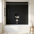 Nero Marquina (Black) Marble 3x6 Honed Tile — Bathroom tub surround