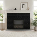 Nero Marquina (Black) Marble 3x6 Honed Tile — Living Room fireplace surround