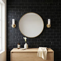 Nero Marquina (Black) Marble 3x6 Tumbled Tile — Bathroom wall