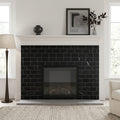 Nero Marquina (Black) Marble 3x6 Tumbled Tile — Living Room fireplace surround