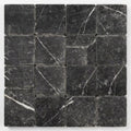 Nero Marquina (Black) Marble 4x4 Tumbled Tile close-up
