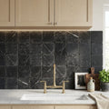 Nero Marquina (Black) Marble 4x4 Tumbled Tile — Kitchen backsplash