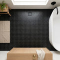 Nero Marquina (Black) Marble 5/8x5/8 Honed Mosaic — Bathroom floor