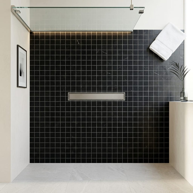 Nero Marquina (Black) Marble 5/8x5/8 Honed Mosaic — Bathroom shower floor