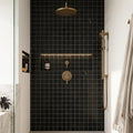 Nero Marquina (Black) Marble 5/8x5/8 Honed Mosaic — Bathroom shower wall