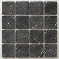 Nero Marquina (Black) Marble 6x6 Tumbled Tile close-up