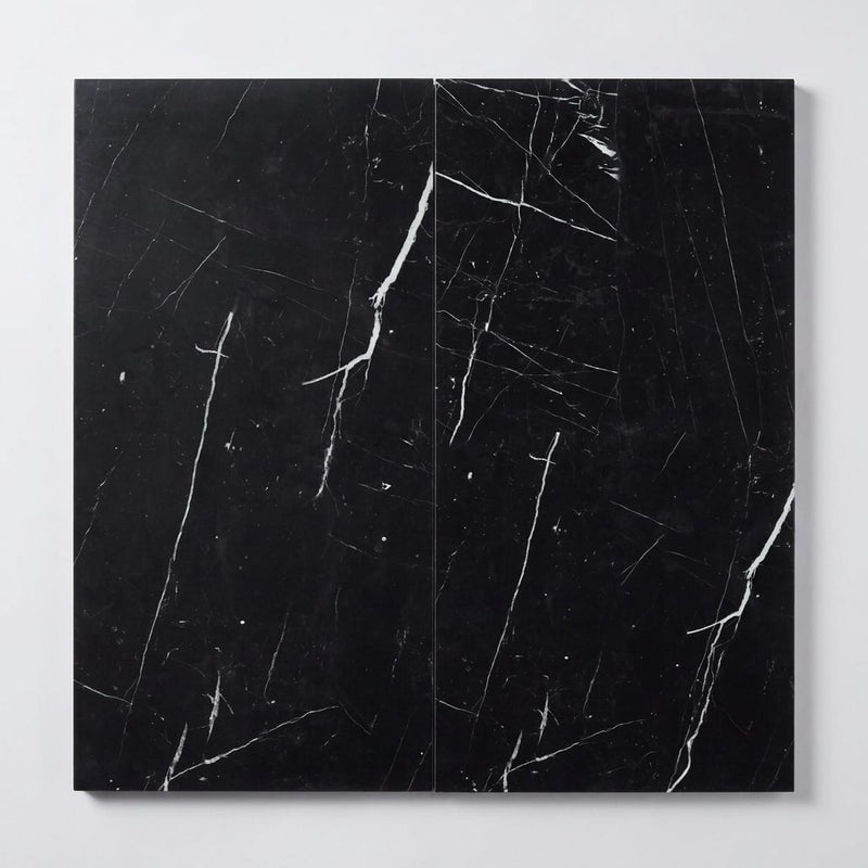 Nero Marquina Marble Tile 12x24 Honed close-up