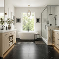 Nero Marquina Marble Tile 12x24 Honed — Primary Bath floor