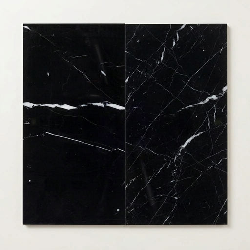 Nero Marquina Marble Tile 12x24 Polished close-up