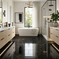 Nero Marquina Marble Tile 12x24 Polished — Primary Bath floor