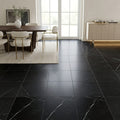 Nero Marquina Marble Tile 18x18 Honed — Dining Room floor