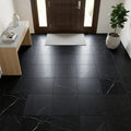 Nero Marquina Marble Tile 18x18 Honed — Foyer floor