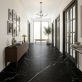 Nero Marquina Marble Tile 18x18 Honed — Hallway floor