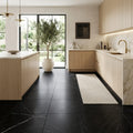 Nero Marquina Marble Tile 18x18 Honed — Kitchen floor